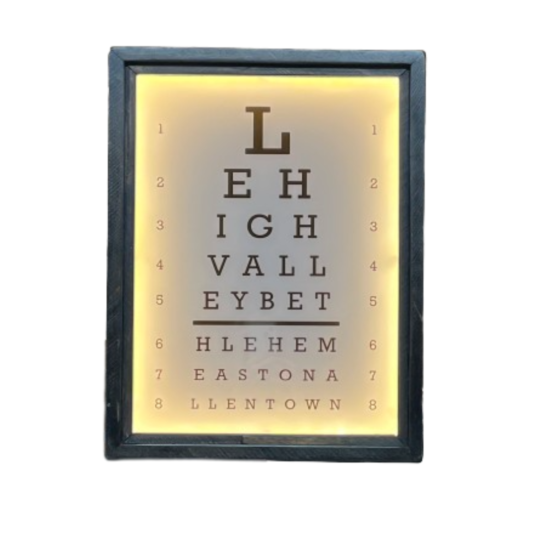 Vintage Style Backlit Eye Chart, Lehigh Valley Belleville Market