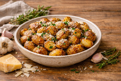 Truffle Parmesan Black Garlic Roasted Potatoes Recipe