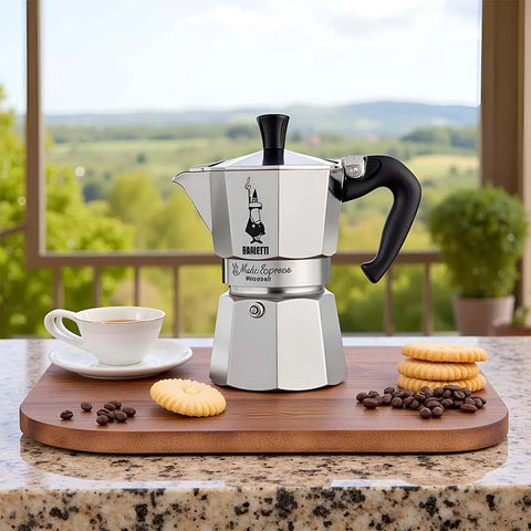 Bialetti Iconic Moka Pot Italian Coffee & Stovetop Espresso Maker, Silver, 6 Cups