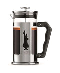 French press coffee maker with Bialetti logo on a white background