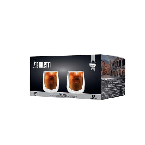 Bialetti 2pc Verona Double-Wall Glass Espresso Cups, 250 ml/8.4 oz