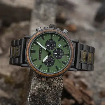 Explorer S, Military Black, Men's Watch - AvantWood