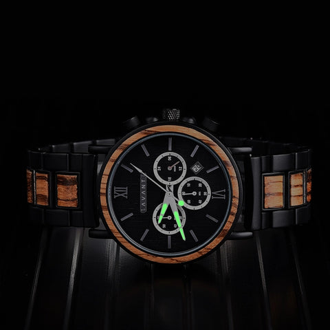 Explorer S, Black Steel, Men's Watch - AvantWood