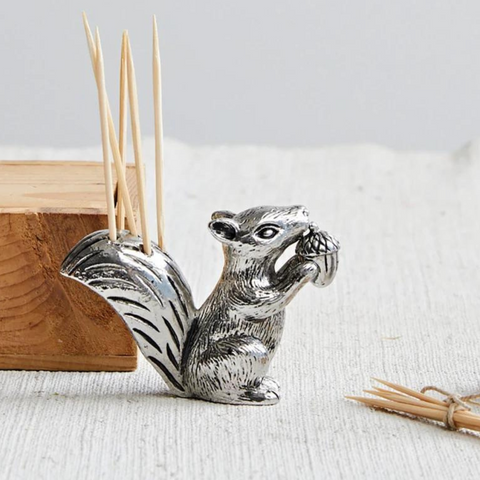 Pewter Squirrel Toothpick Holder