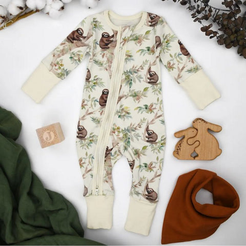 Organic Cotton Baby Sloth PJs, 3-6M