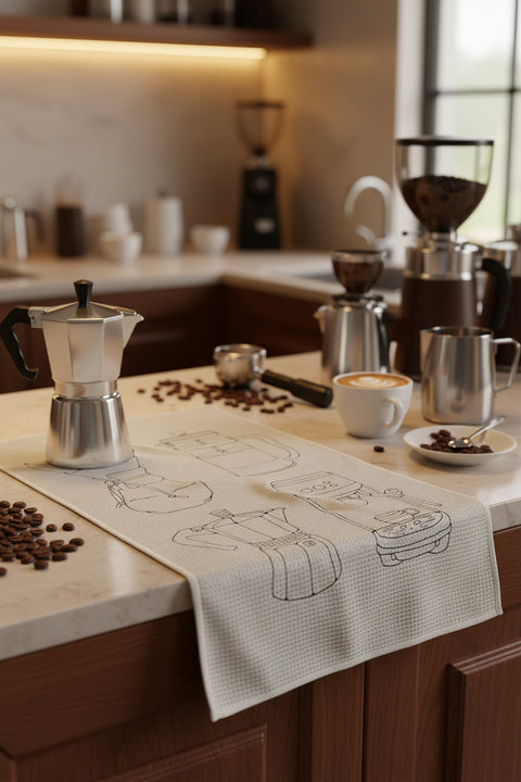 Geometry Coffee House Tea Towel