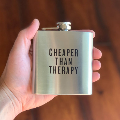 Cheaper Than Therapy Flask - Swag Brewery