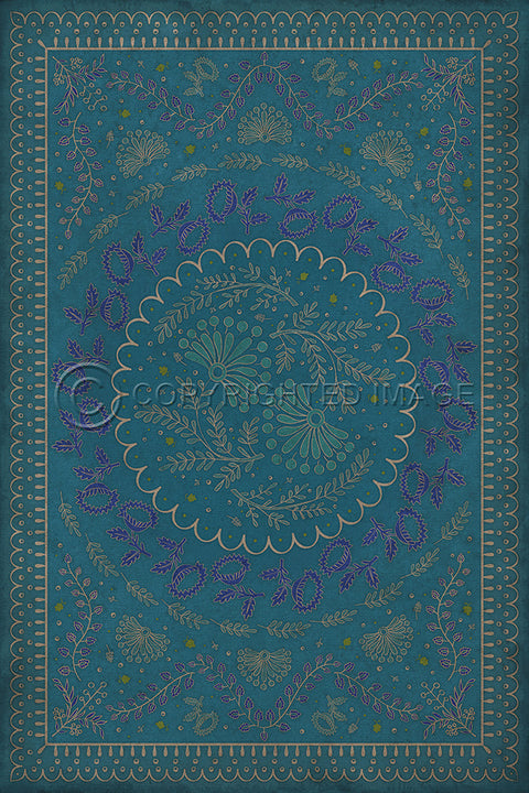 Williamsburg Cozens "Enraptured I Gaze" Vinyl Floorcloth - Spicher & Co.
