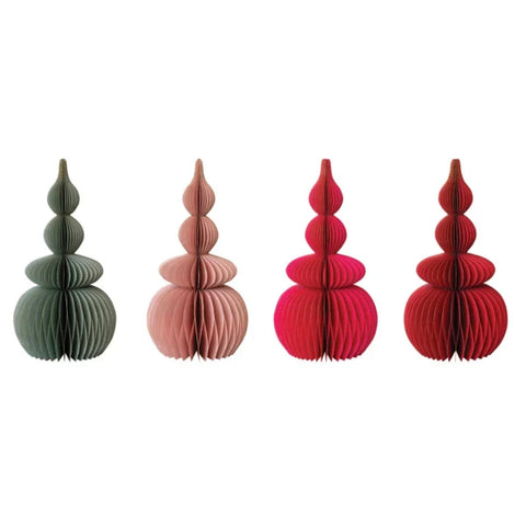 18" Paper Folding Honeycomb Tree w/ Gold Glitter Edge, Assorted