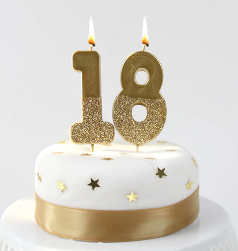 Gold Glitter Birthday Number Candle - 8