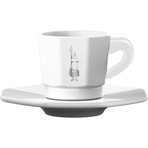 Bialetti Espresso Cups & Saucers, Set of 4, White