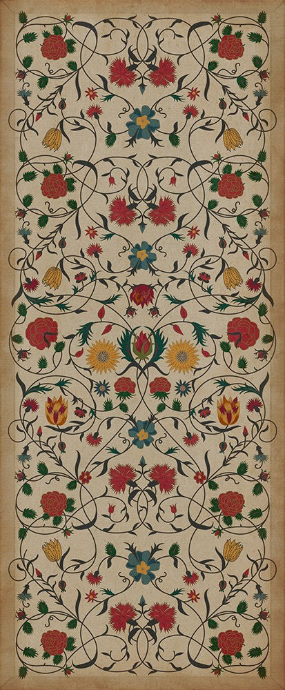 Williamsburg Floral "Abigail" Vinyl Floorcloth - Spicher & Co.