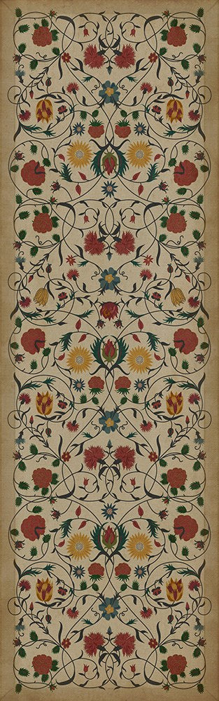 Williamsburg Floral "Abigail" Vinyl Floorcloth - Spicher & Co.