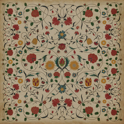 Williamsburg Floral "Abigail" Vinyl Floorcloth - Spicher & Co.