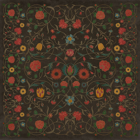 Williamsburg Floral "Susannah" Vinyl Floorcloth - Spicher & Co.