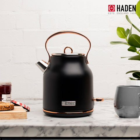 Haden Heritage 1.7L Stainless Steel Electric Water Kettle, Black & Copper