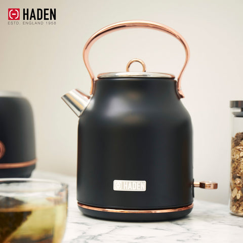 Haden Heritage 1.7L Stainless Steel Electric Water Kettle, Black & Copper