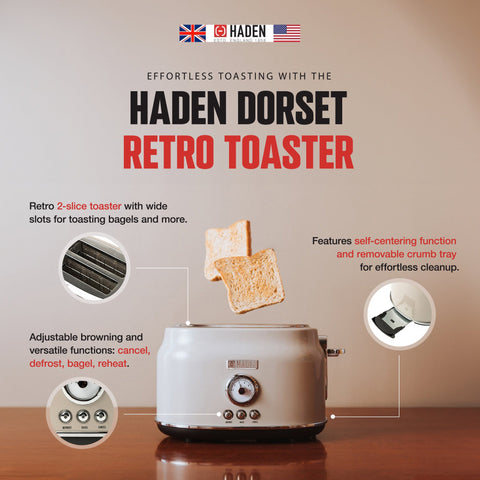 Haden Retro Style 12 Cup Programmable Coffee Maker with 2 Slice Toaster, Beige