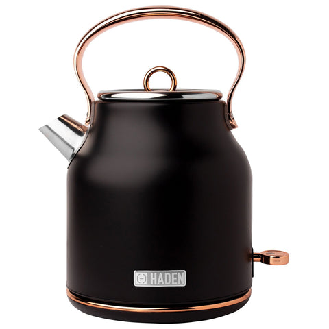 Haden Heritage Stainless Steel Electric Tea Kettle with Toaster, Black/Copper