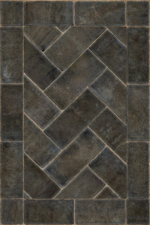 Williamsburg Brick Herringbone "Blacksmith's Hammer" Vinyl Floorcloth - Spicher & Co.