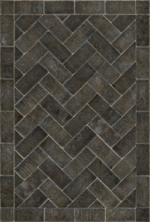 Williamsburg Brick Herringbone "Blacksmith's Hammer" Vinyl Floorcloth - Spicher & Co.