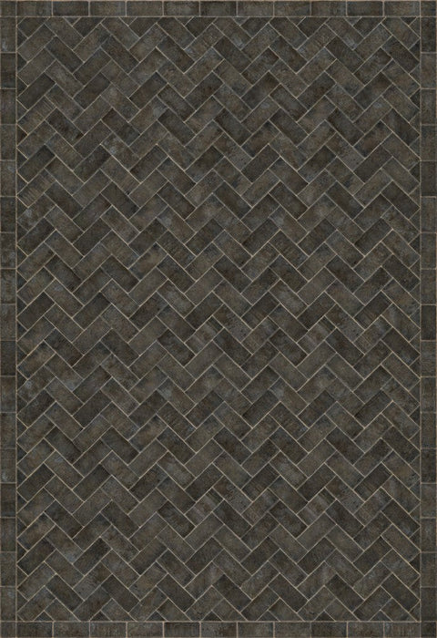 Williamsburg Brick Herringbone "Blacksmith's Hammer" Vinyl Floorcloth - Spicher & Co.