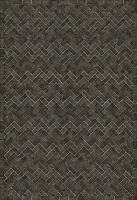 Williamsburg Brick Herringbone "Blacksmith's Hammer" Vinyl Floorcloth - Spicher & Co.