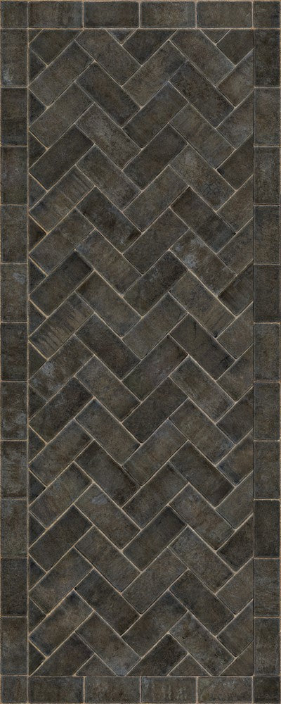 Williamsburg Brick Herringbone "Blacksmith's Hammer" Vinyl Floorcloth - Spicher & Co.