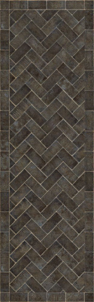 Williamsburg Brick Herringbone "Blacksmith's Hammer" Vinyl Floorcloth - Spicher & Co.