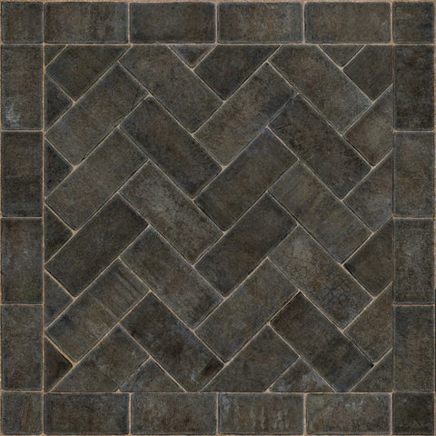 Williamsburg Brick Herringbone "Blacksmith's Hammer" Vinyl Floorcloth - Spicher & Co.