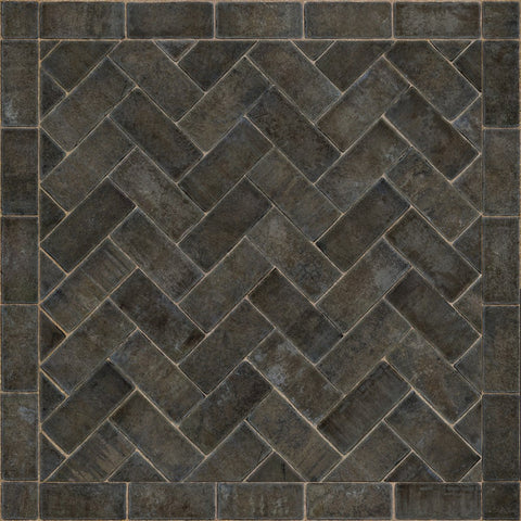 Williamsburg Brick Herringbone "Blacksmith's Hammer" Vinyl Floorcloth - Spicher & Co.