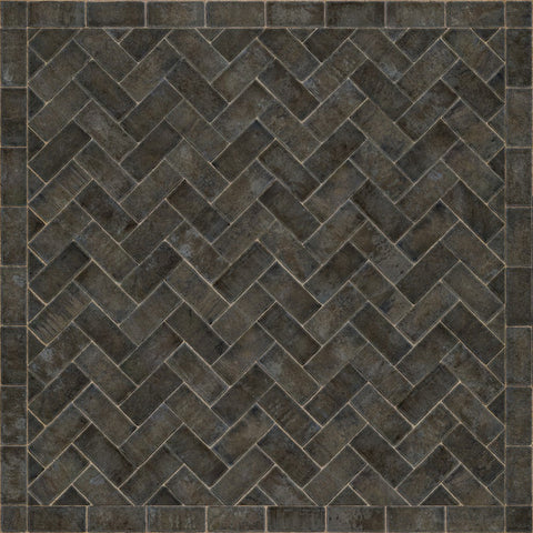 Williamsburg Brick Herringbone "Blacksmith's Hammer" Vinyl Floorcloth - Spicher & Co.