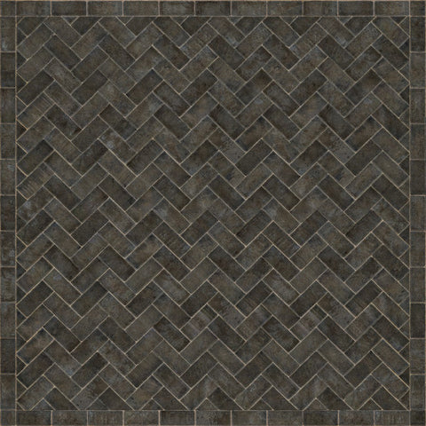 Williamsburg Brick Herringbone "Blacksmith's Hammer" Vinyl Floorcloth - Spicher & Co.