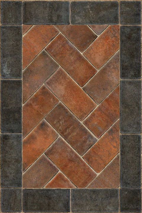 Williamsburg Brick Herringbone "Capitol Landing" Vinyl Floorcloth - Spicher & Co.