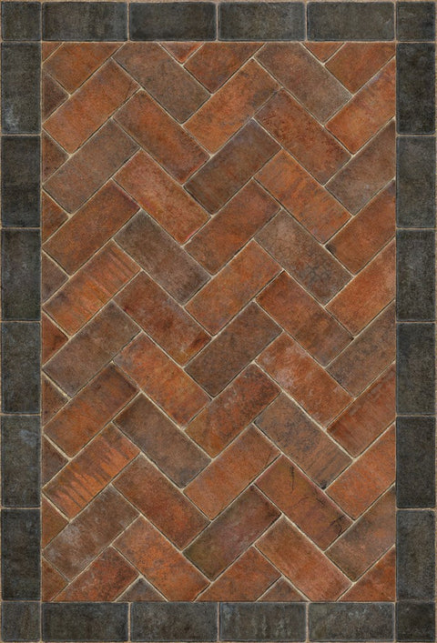 Williamsburg Brick Herringbone "Capitol Landing" Vinyl Floorcloth - Spicher & Co.