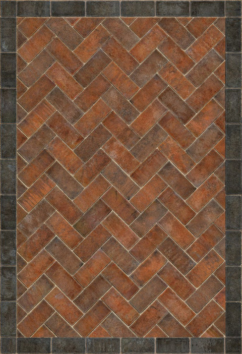 Williamsburg Brick Herringbone "Capitol Landing" Vinyl Floorcloth - Spicher & Co.