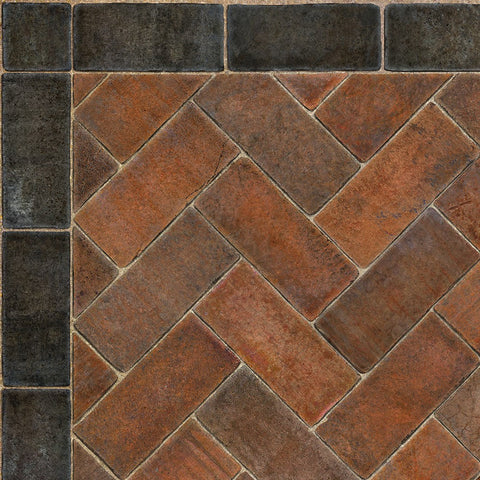 Williamsburg Brick Herringbone "Capitol Landing" Vinyl Floorcloth - Spicher & Co.