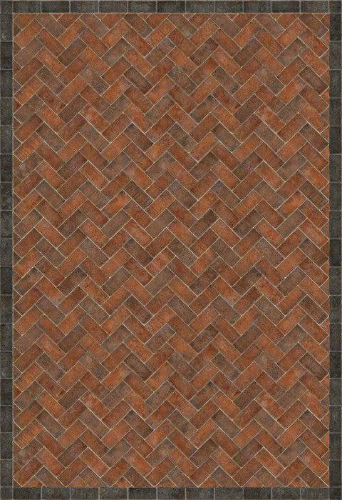 Williamsburg Brick Herringbone "Capitol Landing" Vinyl Floorcloth - Spicher & Co.