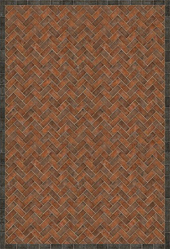 Williamsburg Brick Herringbone "Capitol Landing" Vinyl Floorcloth - Spicher & Co.