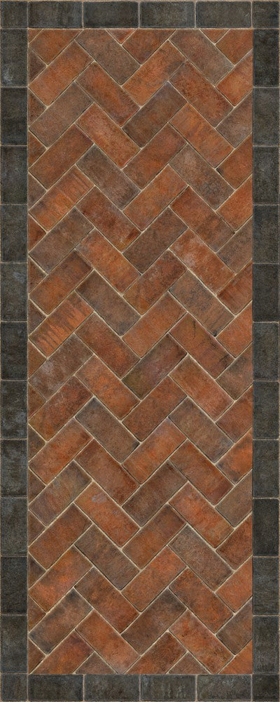 Williamsburg Brick Herringbone "Capitol Landing" Vinyl Floorcloth - Spicher & Co.