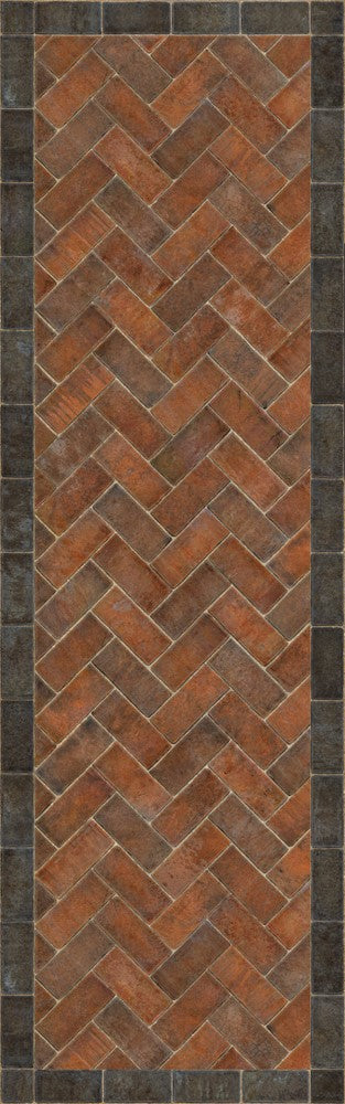 Williamsburg Brick Herringbone "Capitol Landing" Vinyl Floorcloth - Spicher & Co.