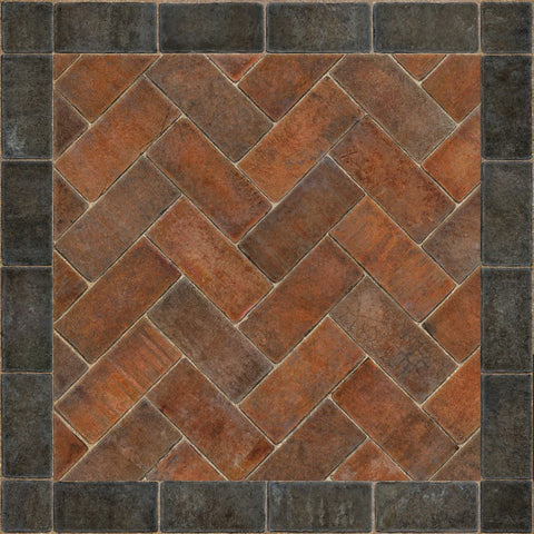 Williamsburg Brick Herringbone "Capitol Landing" Vinyl Floorcloth - Spicher & Co.