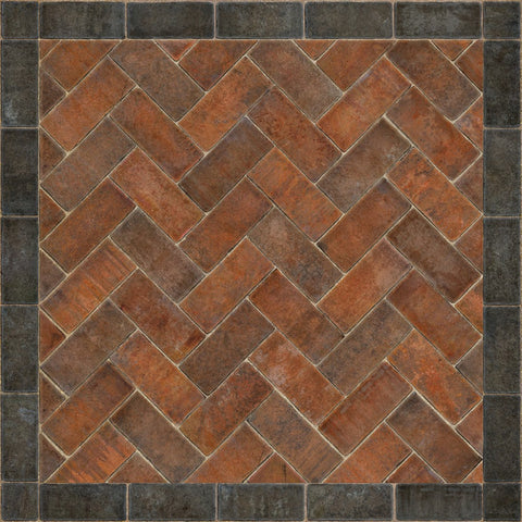 Williamsburg Brick Herringbone "Capitol Landing" Vinyl Floorcloth - Spicher & Co.