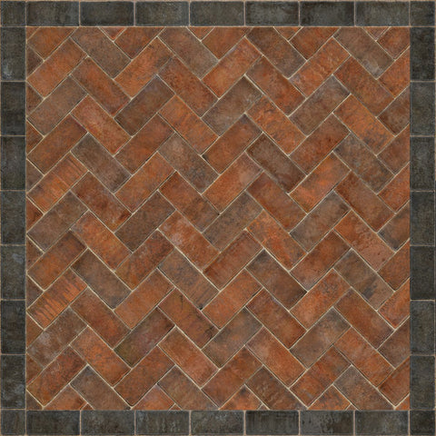 Williamsburg Brick Herringbone "Capitol Landing" Vinyl Floorcloth - Spicher & Co.