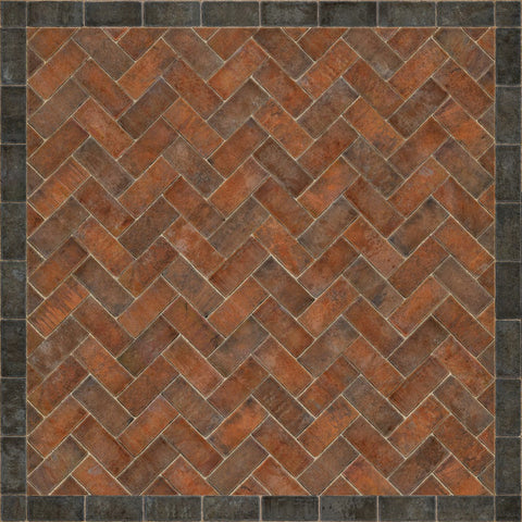 Williamsburg Brick Herringbone "Capitol Landing" Vinyl Floorcloth - Spicher & Co.