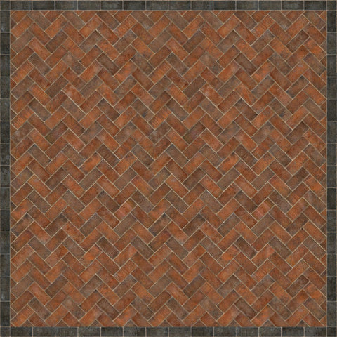 Williamsburg Brick Herringbone "Capitol Landing" Vinyl Floorcloth - Spicher & Co.