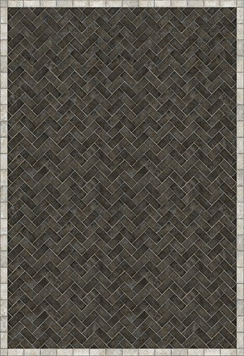 Williamsburg Brick Herringbone "Pewterware" Vinyl Floorcloth - Spicher & Co.