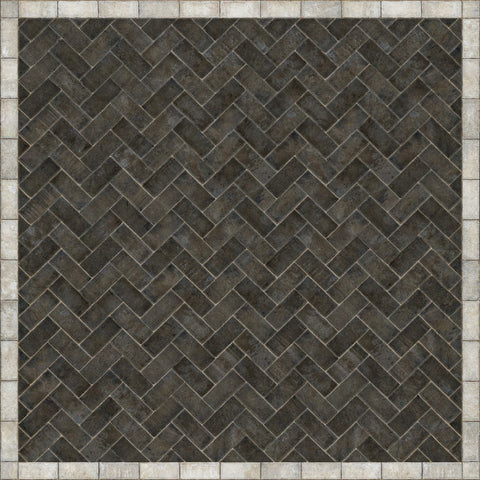 Williamsburg Brick Herringbone "Pewterware" Vinyl Floorcloth - Spicher & Co.