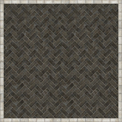 Williamsburg Brick Herringbone "Pewterware" Vinyl Floorcloth - Spicher & Co.