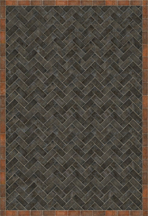 Williamsburg Brick Herringbone "The Powder Horn" Vinyl Floorcloth - Spicher & Co.